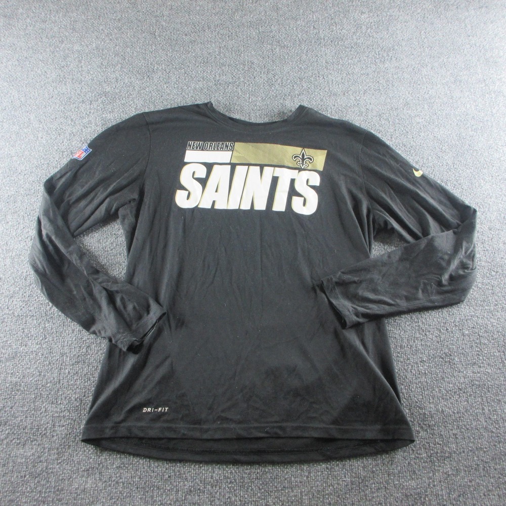 New Orleans Saints Shirt Mens L Black NFL Football Nike Dri-FIT Long Sleeve